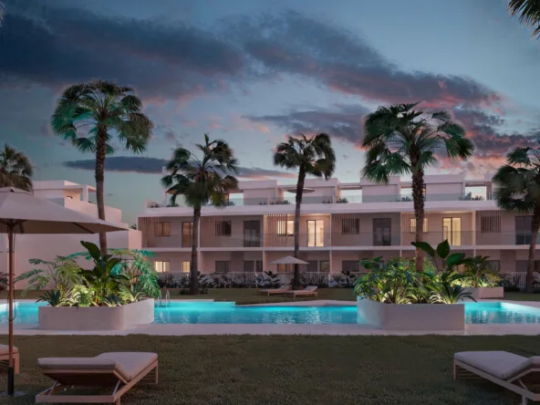 Residencial iluminado al atardecer