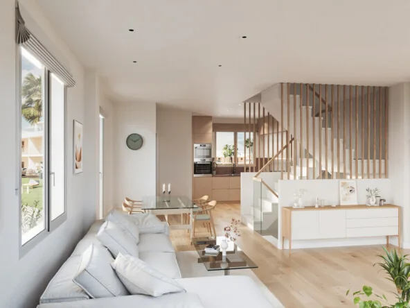 Salón de vivienda de esquina